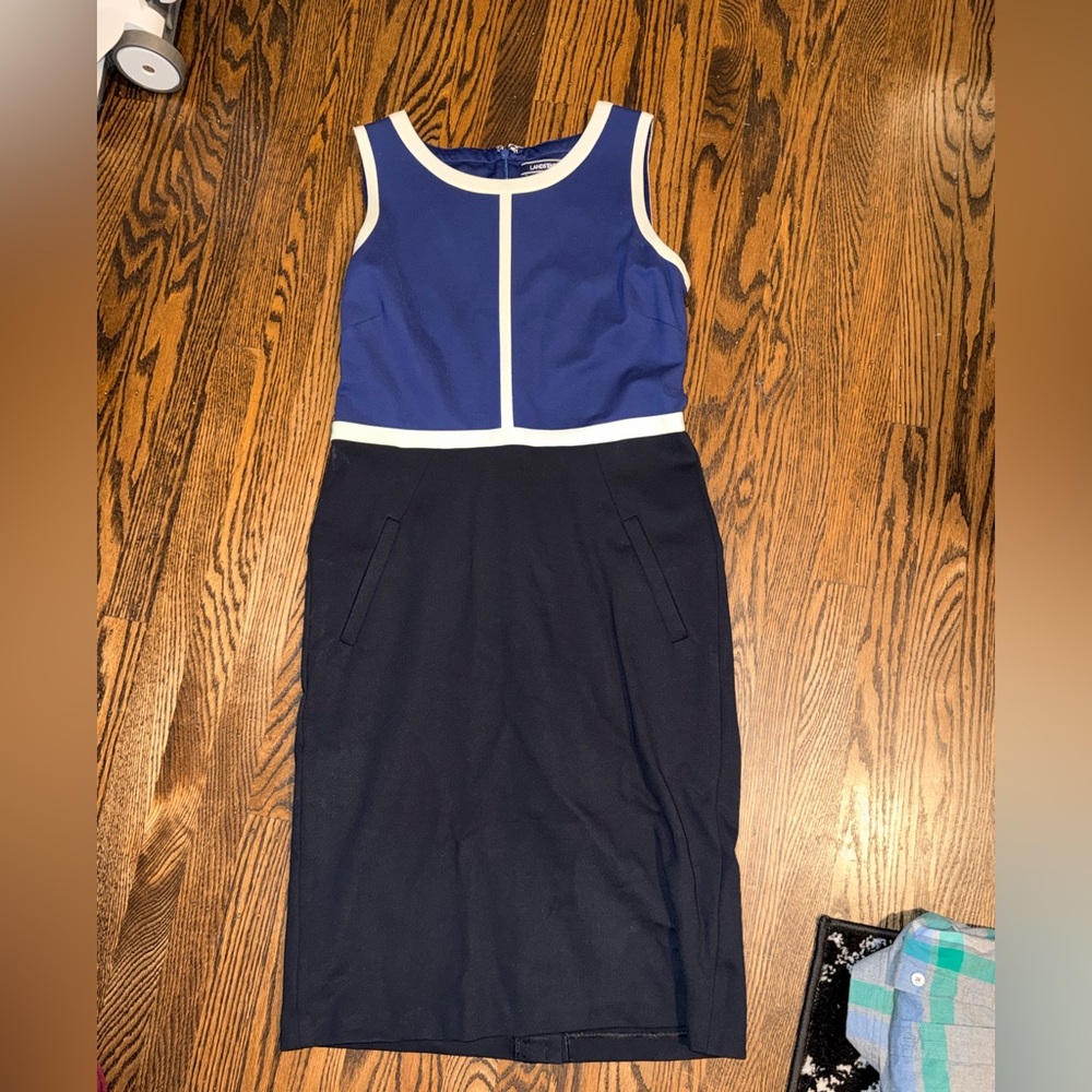 Lands' End Blue and Black Colorblock Midi Dress 8 Talk